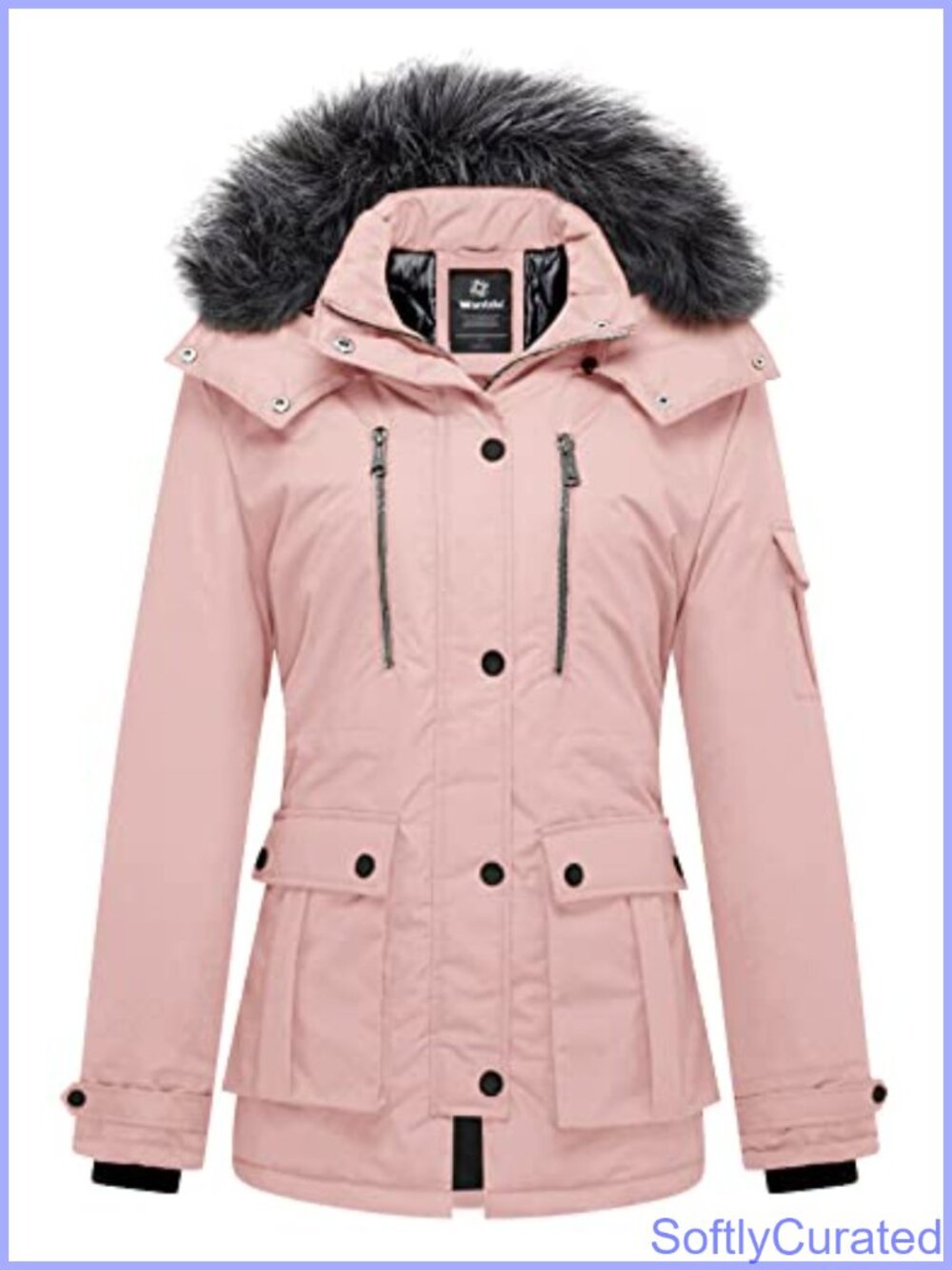 Quilted Winter Puffer Jacket Hooded Parka Recycled Fabric